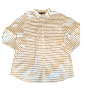 Lafayettete 148 Women’s Organic Cotton & Linen Hidden Button Oxford Button Up M